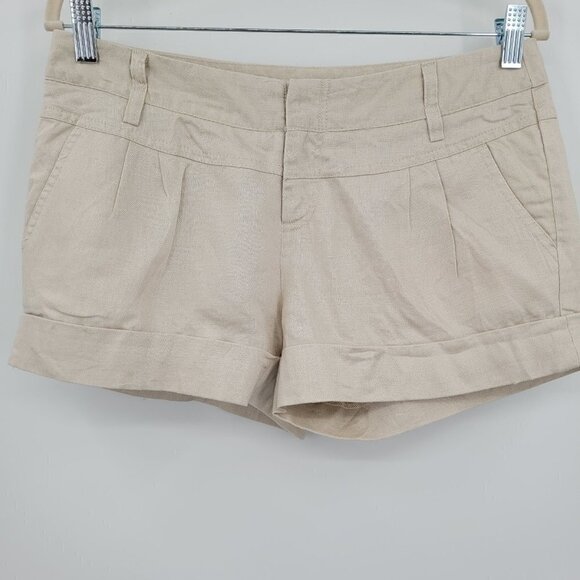 XXI Tan Cuffed Linen Shorts - Picture 1 of 4